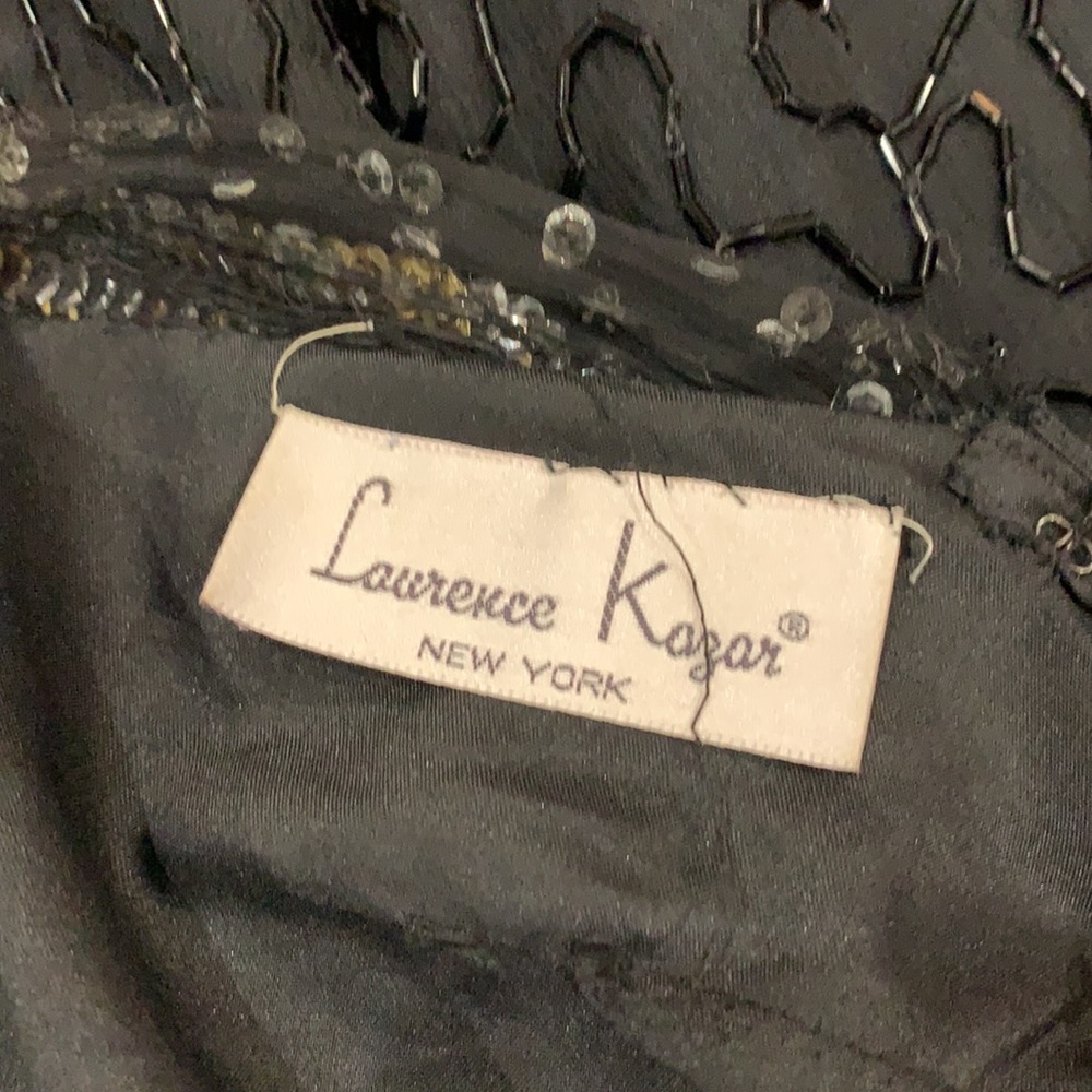 VINTAGE Laurence Kazar Pure Silk Beaded Dress Size Small, Black Gold & Sequin - Picture 12 of 15